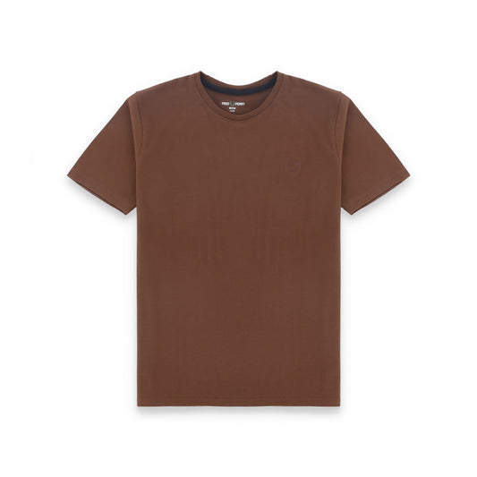 Frd Perrie Plain Half Sleeves Men’s Round Neck T-Shirt - Brown