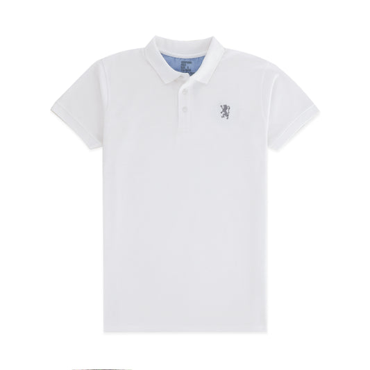 GRDNO Luxury Touch Half Sleeves Cotton Polo Shirt - White