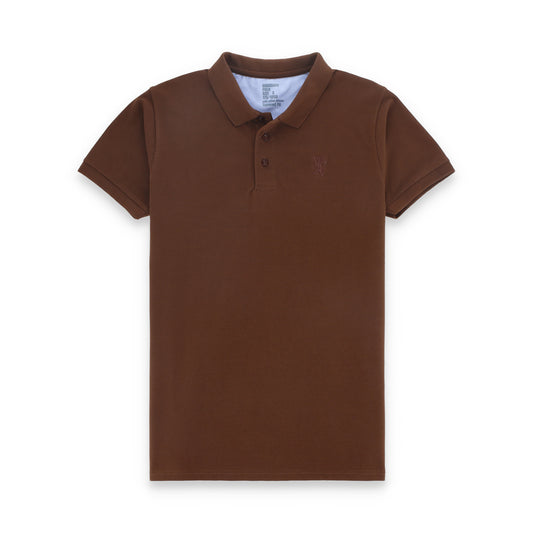 GRDNO Luxury Touch Half Sleeves Cotton Polo Shirt - Brown