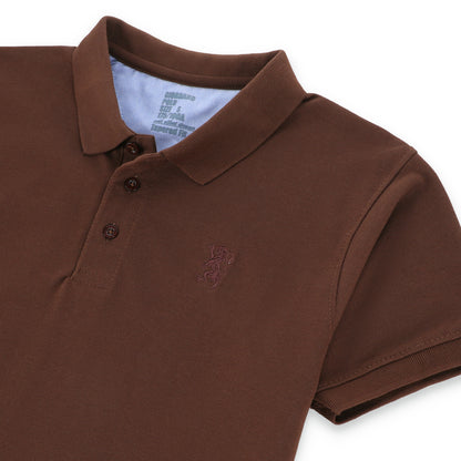 GRDNO Luxury Touch Half Sleeves Cotton Polo Shirt - Brown