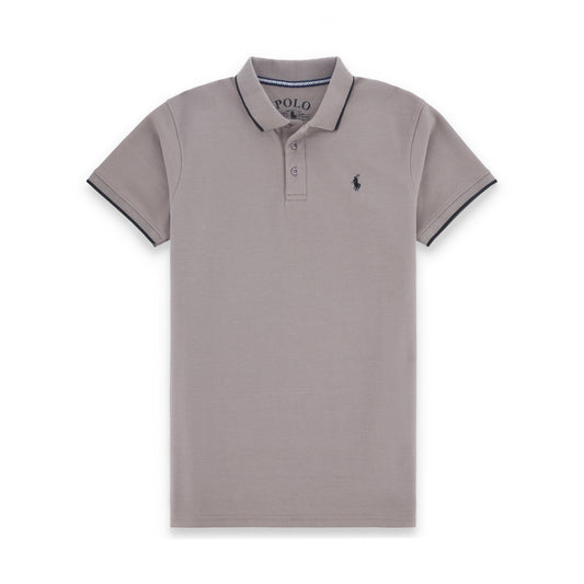 RL Contrast Tipping Half Sleeves Basic Polo Shirt - Moon Rock