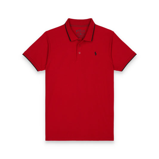 RL Contrast Tipping Half Sleeves Basic Polo Shirt - Maroon