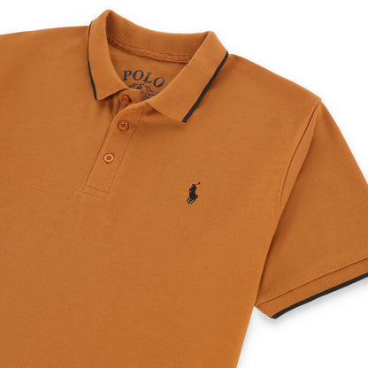 RL Contrast Tipping Half Sleeves Basic Polo Shirt - Mustard