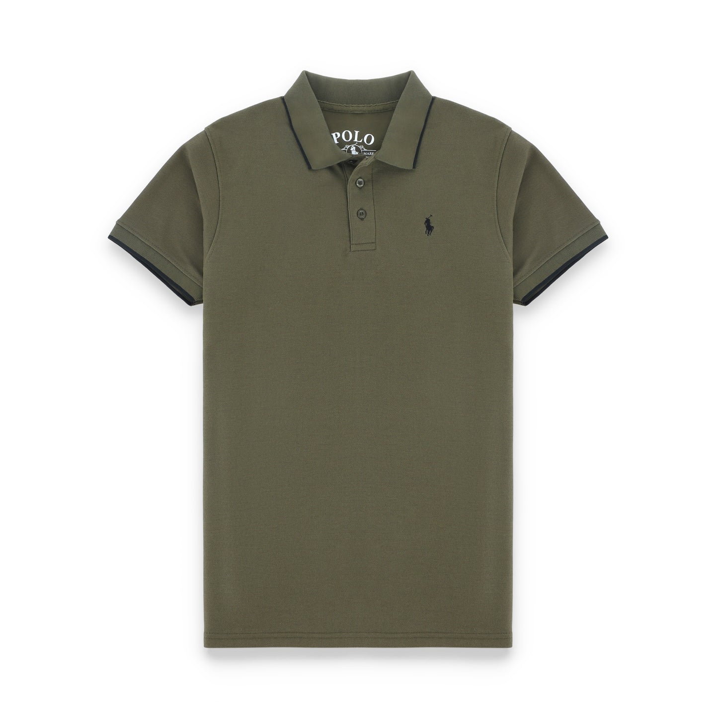 RL Contrast Tipping Half Sleeves Basic Polo Shirt - Commando Green