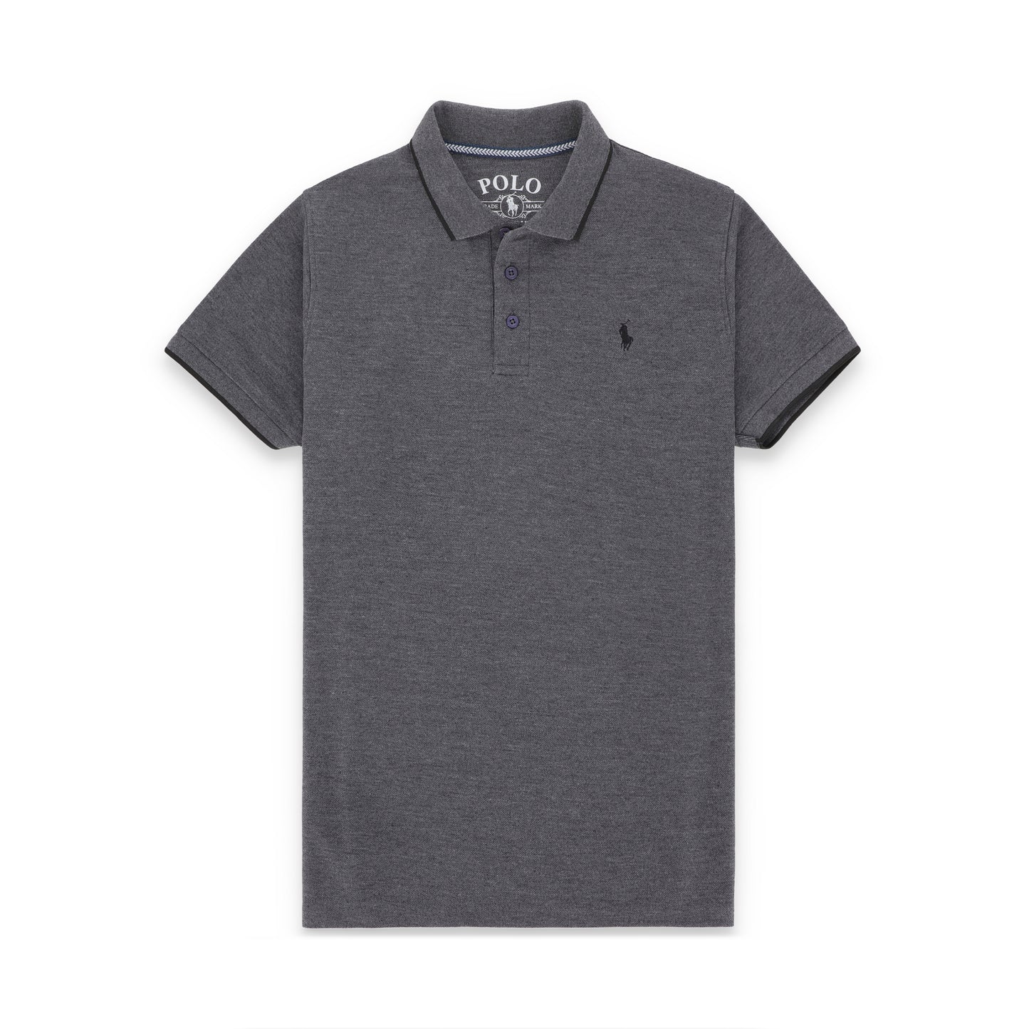 RL Contrast Tipping Half Sleeves Basic Polo Shirt - Charcoal