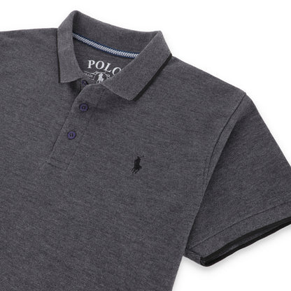 RL Contrast Tipping Half Sleeves Basic Polo Shirt - Charcoal