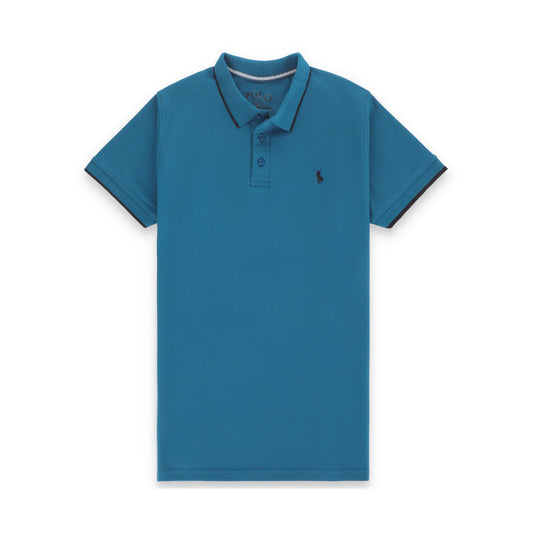 RL Contrast Tipping Half Sleeves Basic Polo Shirt - Petrol