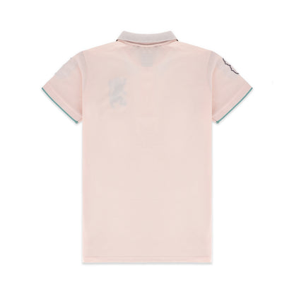 GRDNO Twin Contrast Half Sleeves Stretchable Cotton Polo T-Shirt - Soft Pink