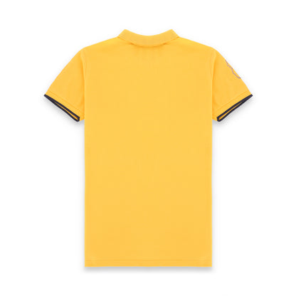 GRDNO Twin Contrast Half Sleeves Stretchable Cotton Polo T-Shirt - Yellow