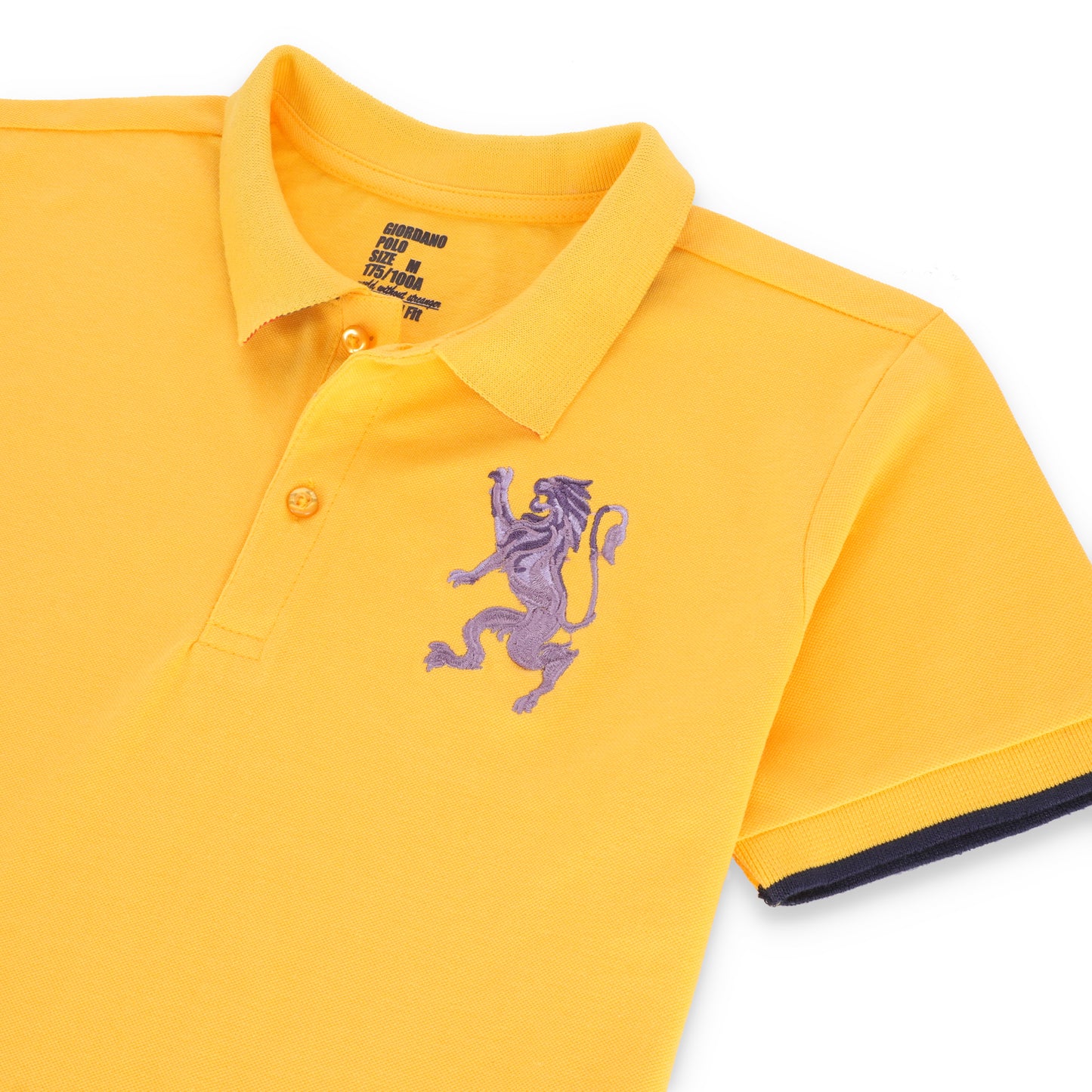 GRDNO Twin Contrast Half Sleeves Stretchable Cotton Polo T-Shirt - Yellow