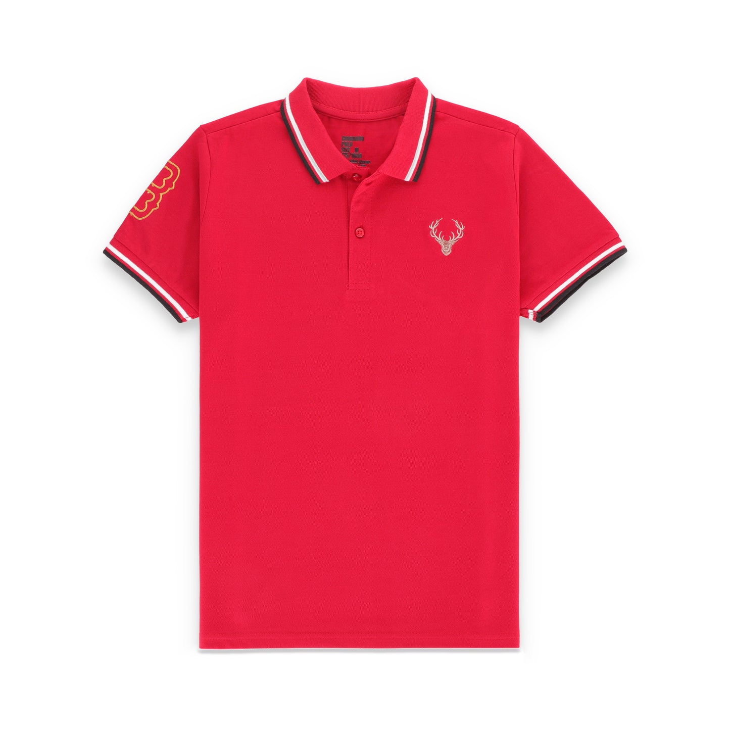 GRDNO Twin Tipping Half Sleeves Stretchable Cotton Polo T-Shirt - Red