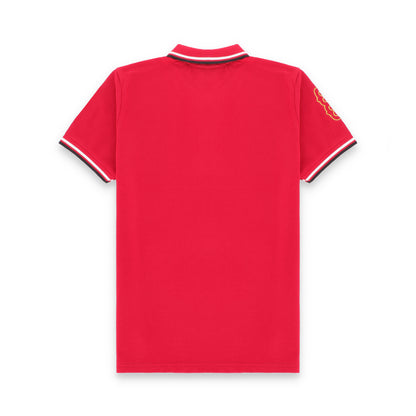 GRDNO Twin Tipping Half Sleeves Stretchable Cotton Polo T-Shirt - Red