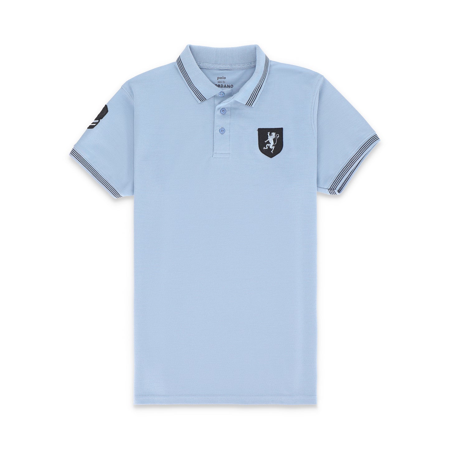 GRDNO Contrast Tipping Half Sleeves Basic Polo Shirt - Glacier Lake