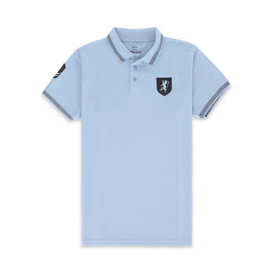 GRDNO Contrast Tipping Half Sleeves Basic Polo Shirt - Glacier Lake