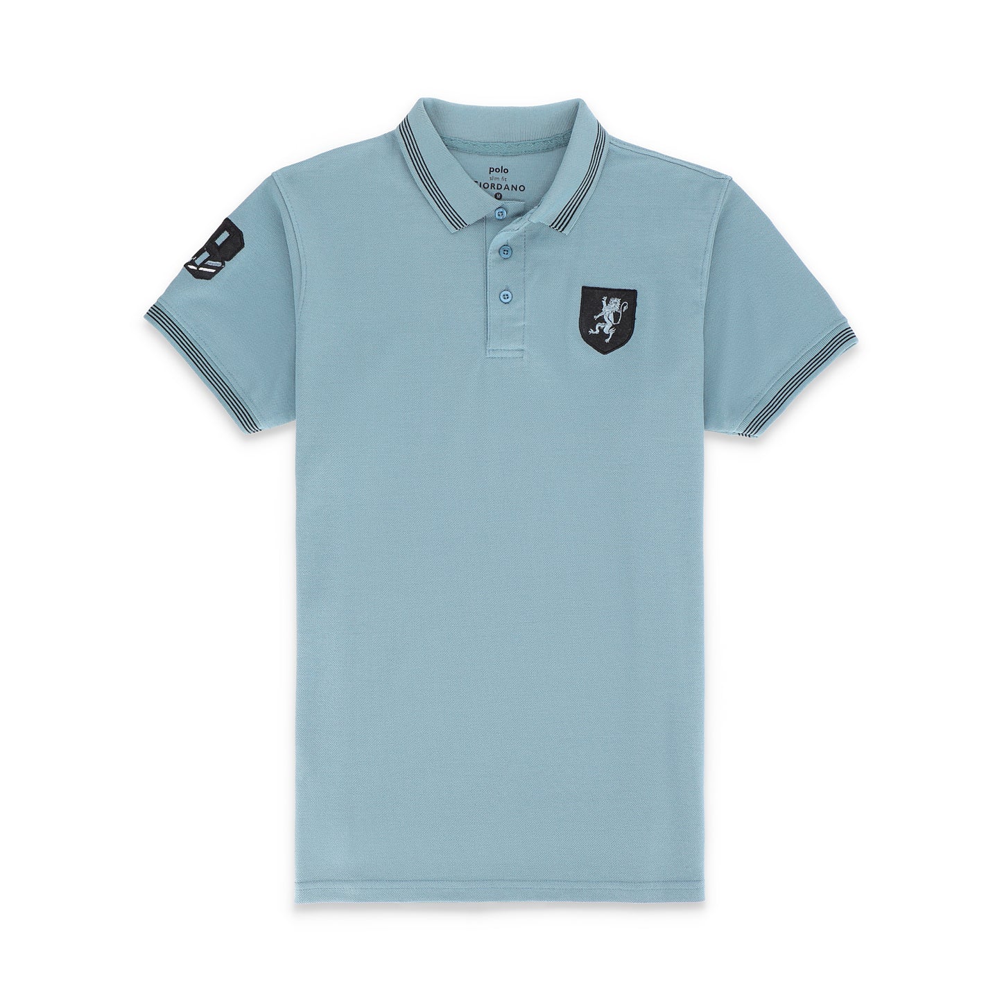 GRDNO Contrast Tipping Half Sleeves Basic Polo Shirt - Sage Brush Green