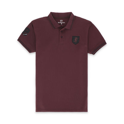 GRDNO Contrast Tipping Half Sleeves Basic Polo Shirt - Puce