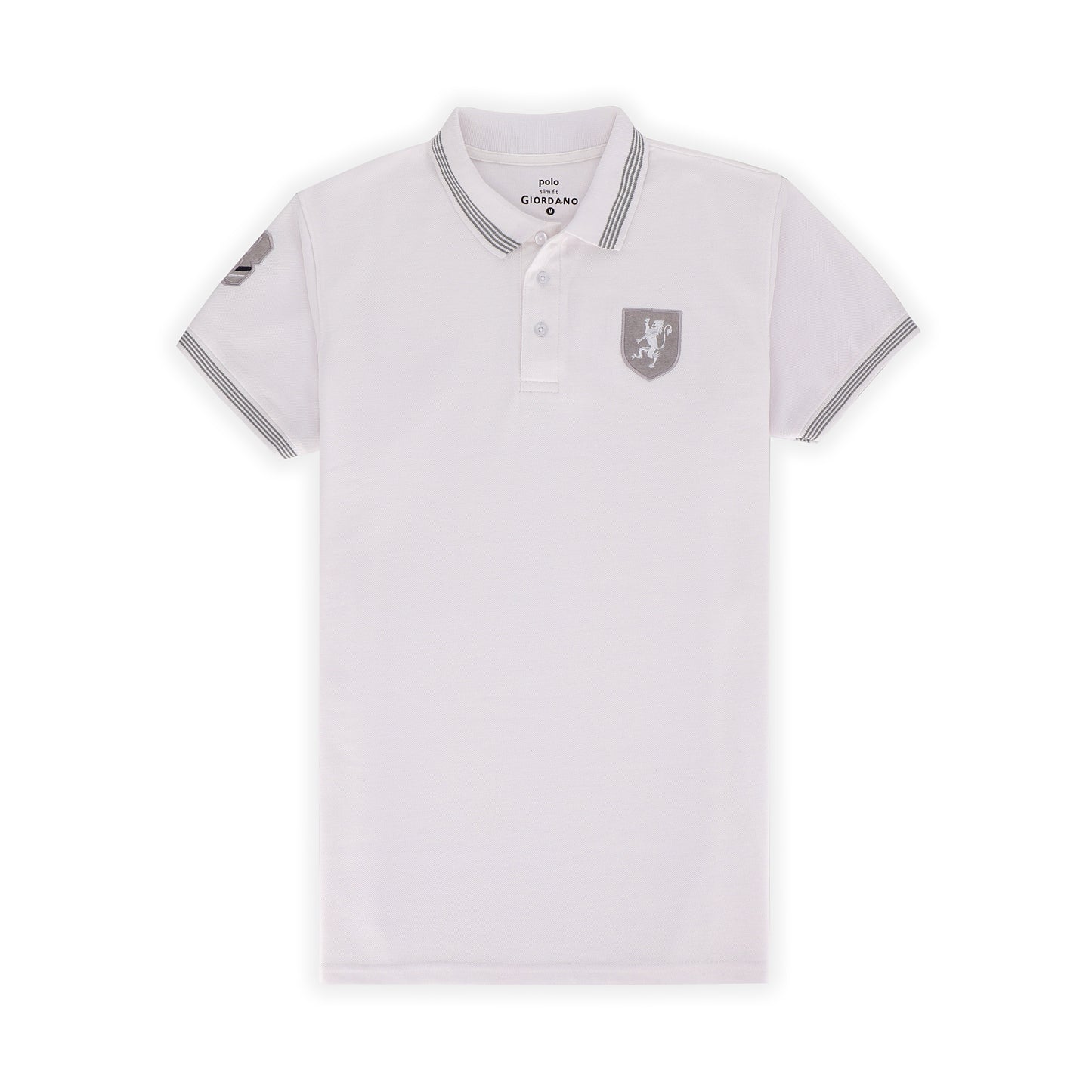 GRDNO Contrast Tipping Half Sleeves Basic Polo Shirt - White