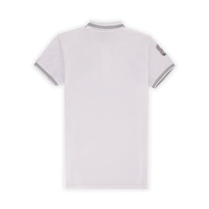 GRDNO Contrast Tipping Half Sleeves Basic Polo Shirt - White