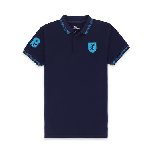 GRDNO Contrast Tipping Half Sleeves Basic Polo Shirt - Navy