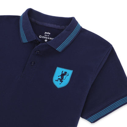 GRDNO Contrast Tipping Half Sleeves Basic Polo Shirt - Navy