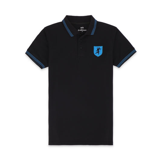 GRDNO Contrast Tipping Half Sleeves Basic Polo Shirt - Black