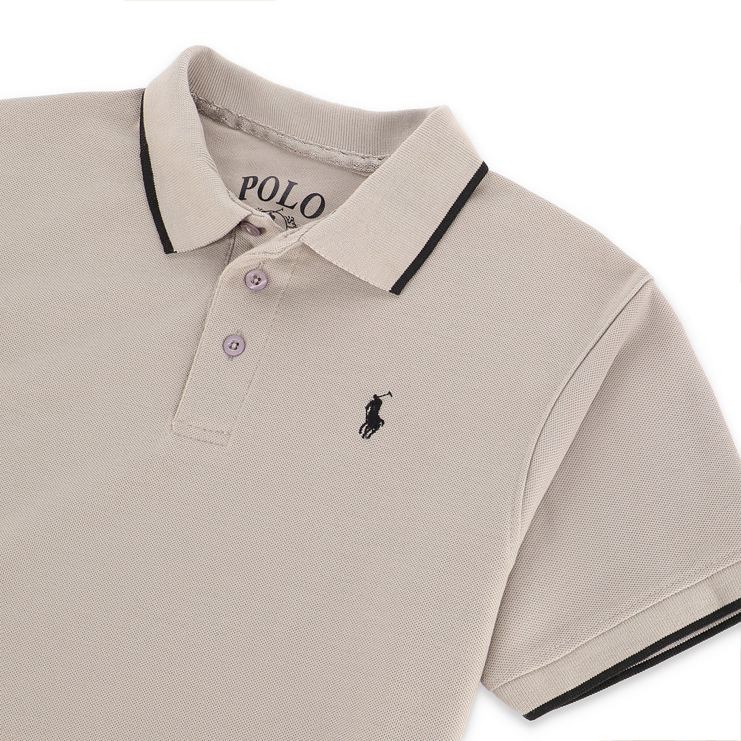 RL Contrast Tipping Half Sleeves Basic Polo Shirt - Moon Rock