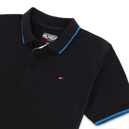 TM Contrast Tipping Half Sleeves Jersey Polo Shirt - Black