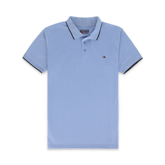 TM Contrast Tipping Half Sleeves Jersey Polo Shirt - Glacier Lake