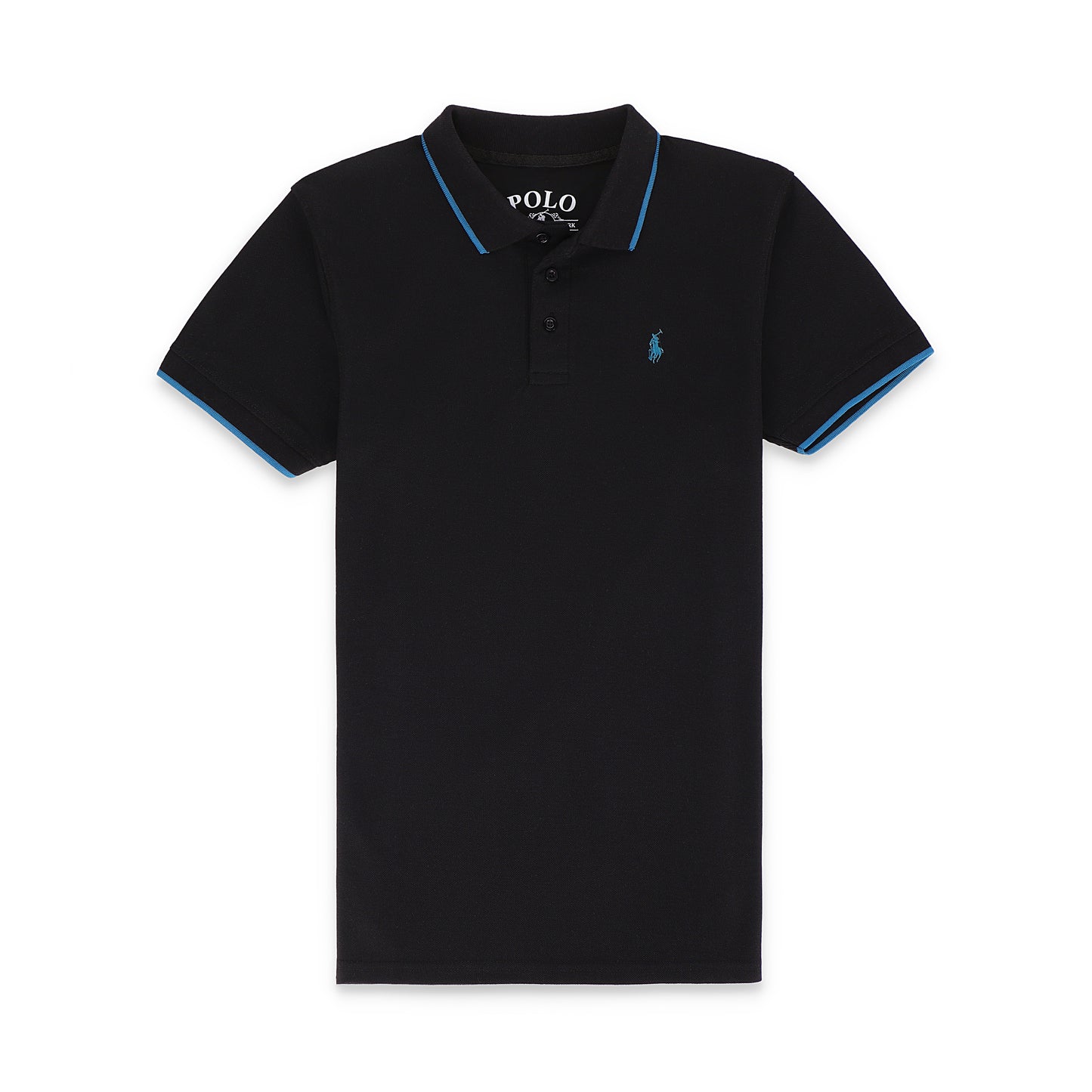 RL Contrast Tipping Half Sleeves Basic Polo Shirt - Black