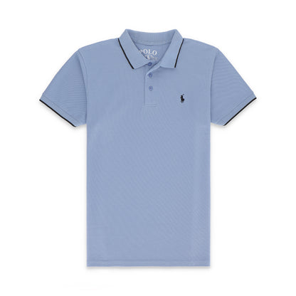 RL Contrast Tipping Half Sleeves Basic Polo Shirt - Glacier Lake