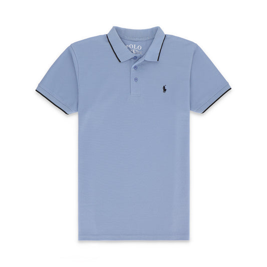 RL Contrast Tipping Half Sleeves Basic Polo Shirt - Glacier Lake