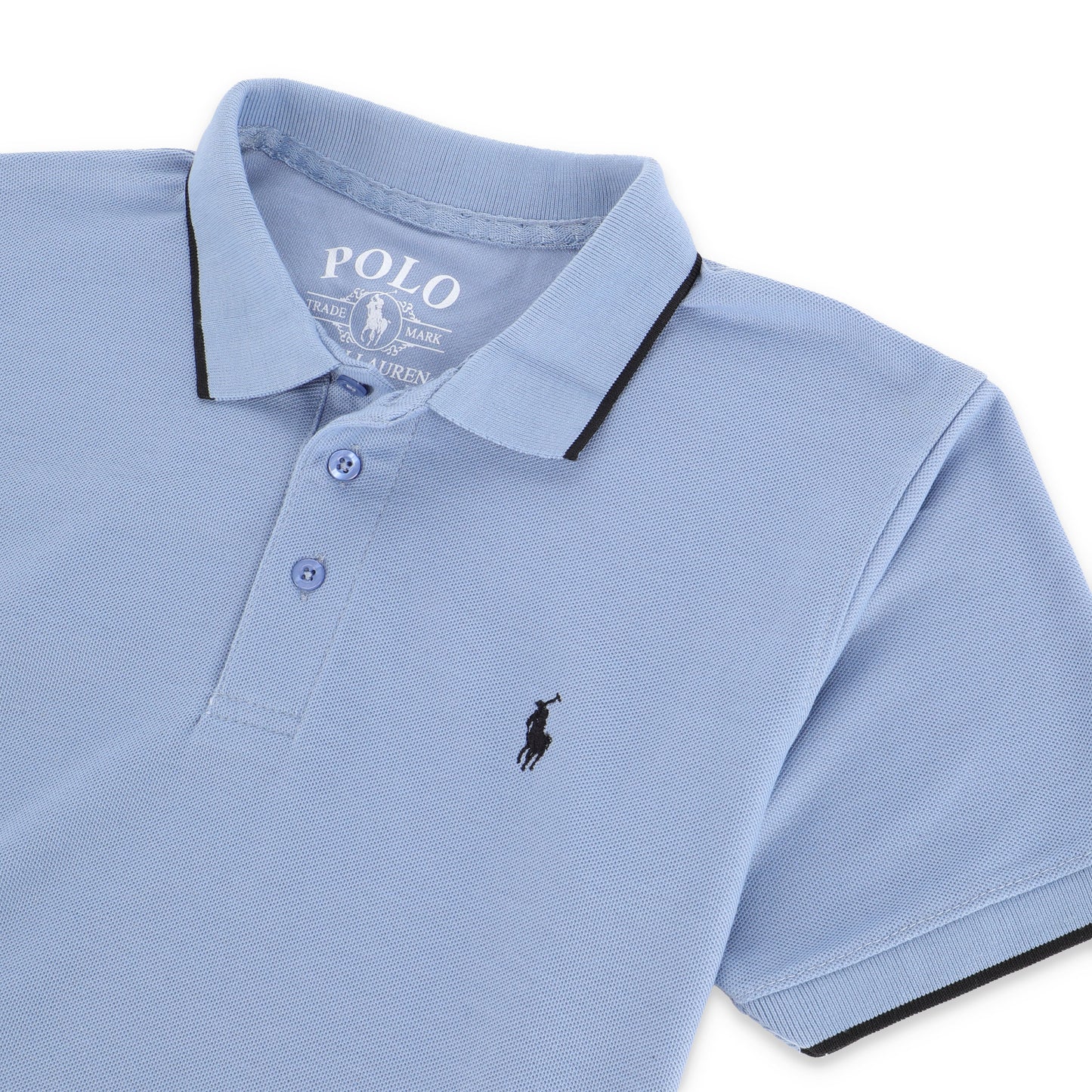 RL Contrast Tipping Half Sleeves Basic Polo Shirt - Glacier Lake