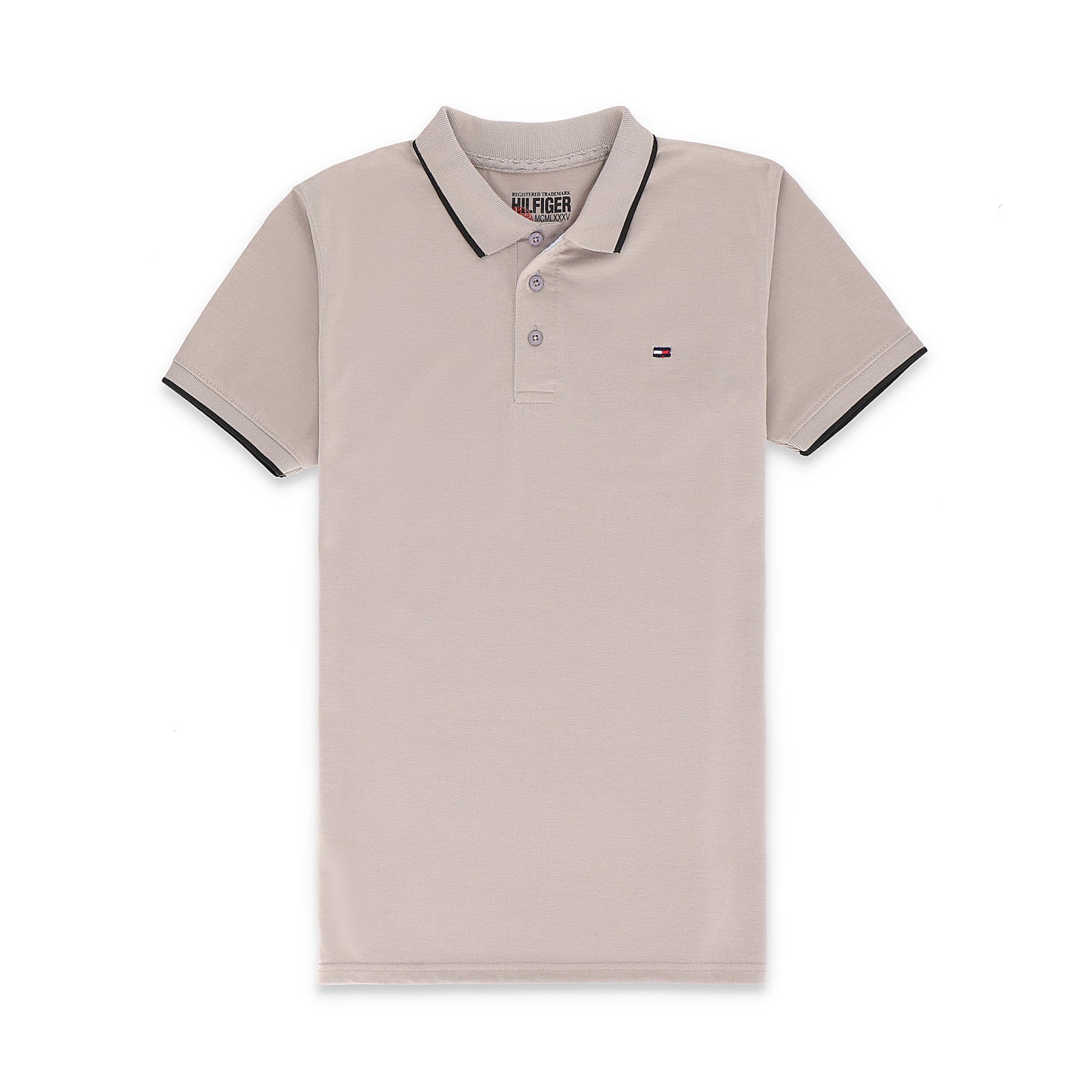 TM Contrast Tipping Half Sleeves Jersey Polo Shirt - Moon Rock